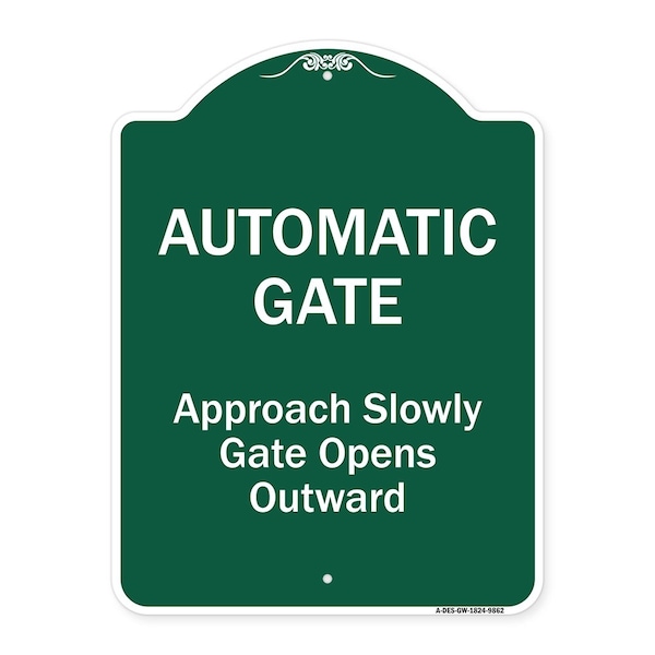Automatic Gate Approach Slowly Gate Opens Heavy-Gauge Aluminum Sign, 24" x 18", GW-1824-9862